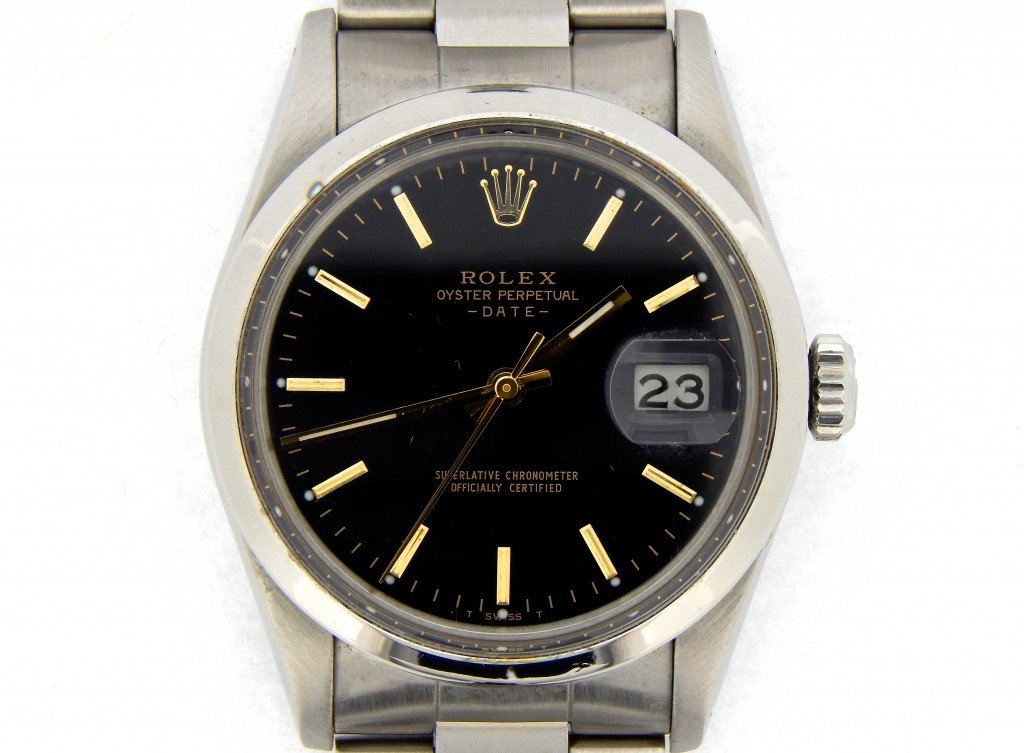 Rolex Stainless Steel With Black Dial 15000